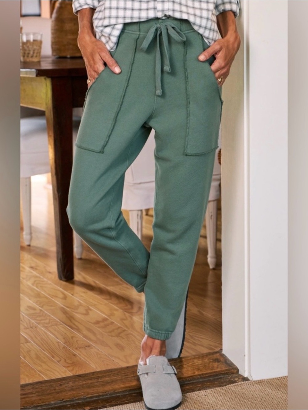 Frank and Eileen Relaxed Drawstring Jogger Pants in Sage Green L NWOT
